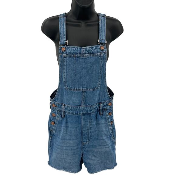 Madewell Adirondack Short Overalls WMNS S Denville Wash Adjustable Strap Button - Picture 1 of 8